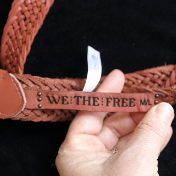 FREE PEOPLE We The Free Brix Leather Belt Brown Woven leather M/L - Picture 4 of 4